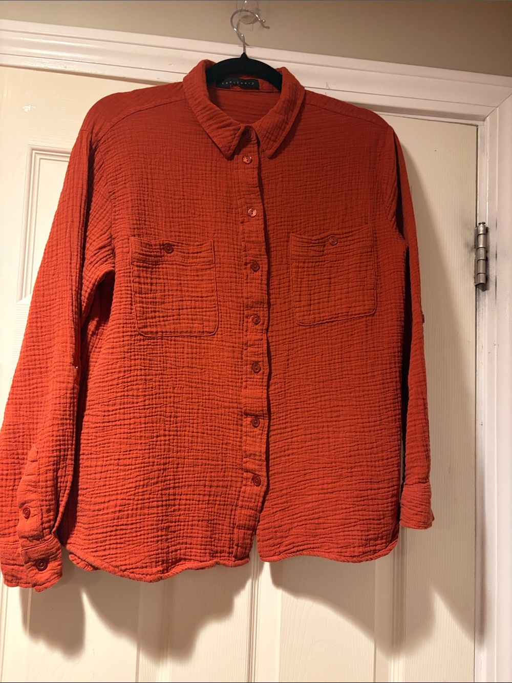Sanctuary Gauze Button-Down Shirt in Rust L